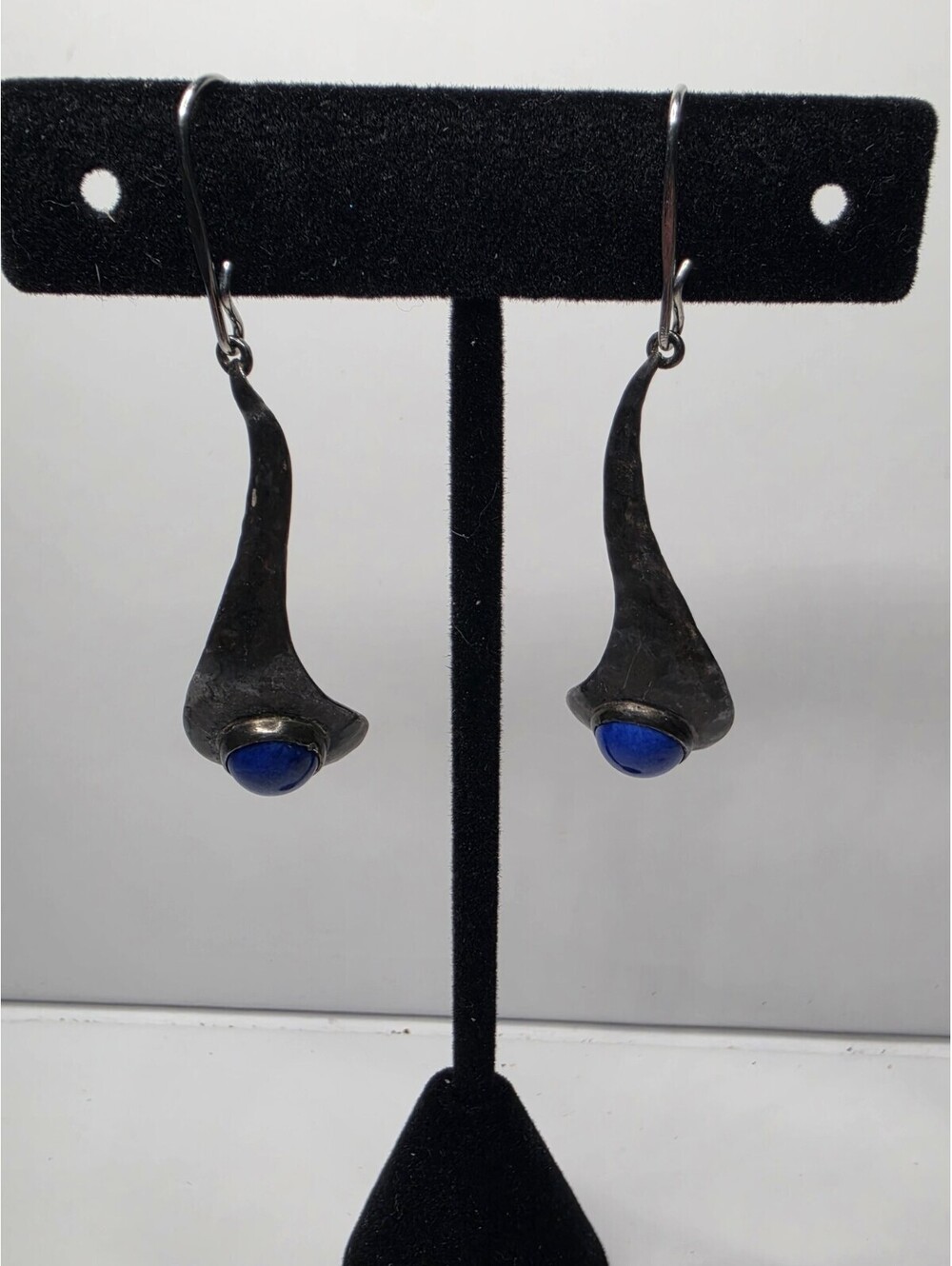 Vintage Native American Sterling Silver Lapis Drop Dangle Earrings